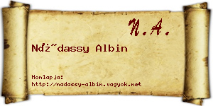 Nádassy Albin névjegykártya